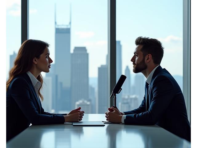 Entrevista empresarial en oficina corporativa