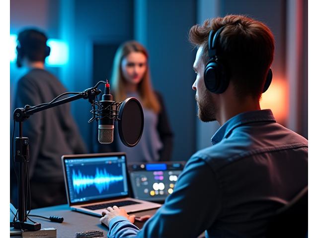 Sesión de grabación de podcast para startup tecnológica